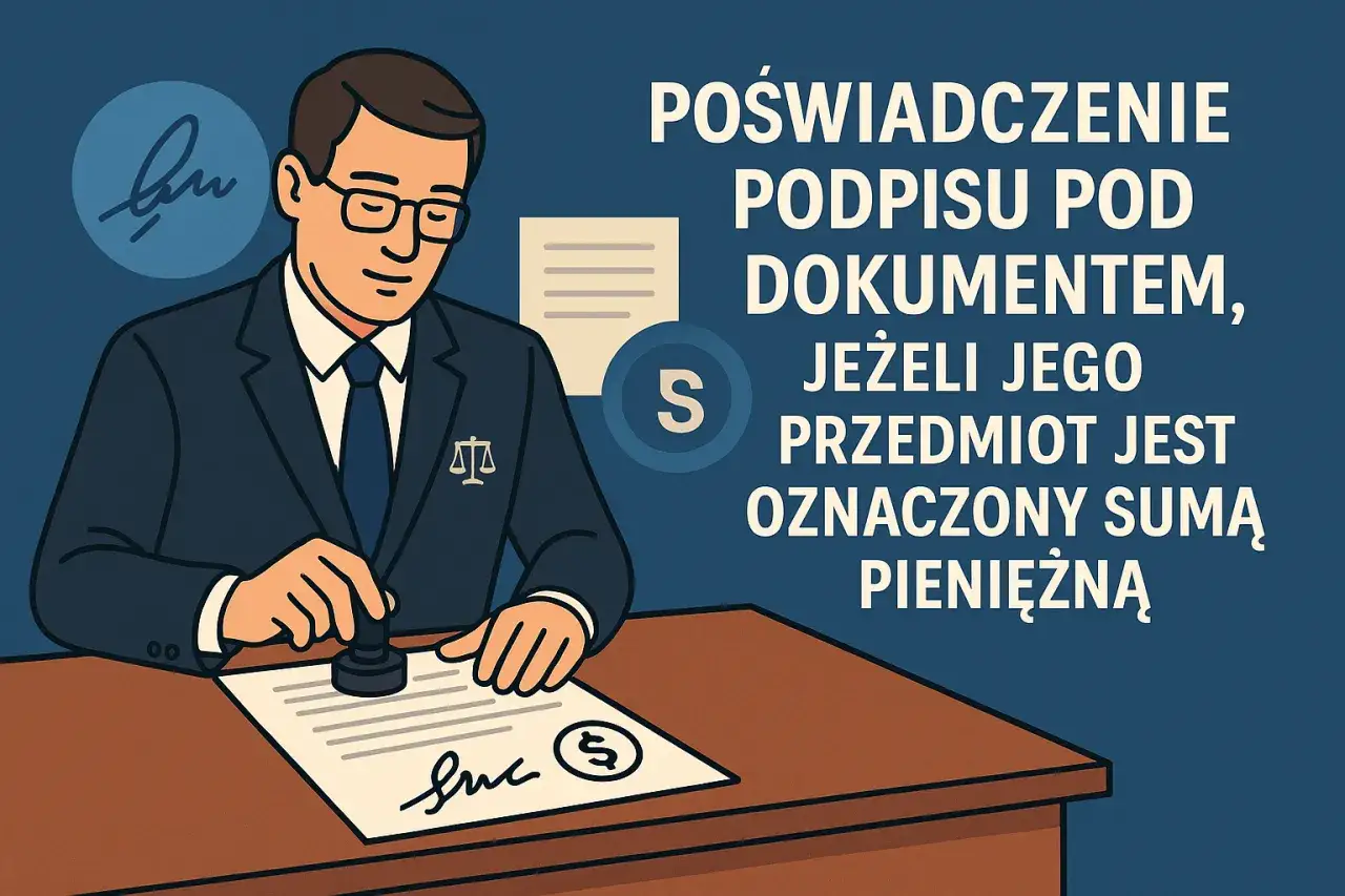 Notariusz poświadcza podpis na dokumencie. Dowiedz się, ile kosztuje poświadczenie podpisu u notariusza, gdy przedmiotem jest suma pieniężna.