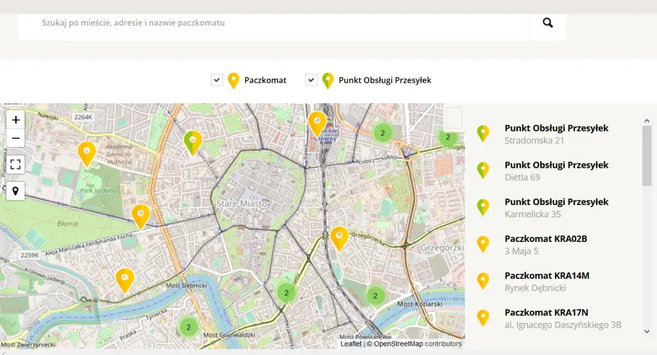 mapa paczkomat&oacute;w inpost polska