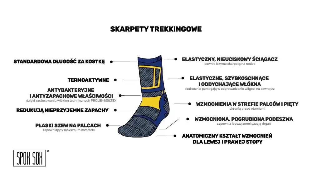 budowa skarpety trekkingowej elementy