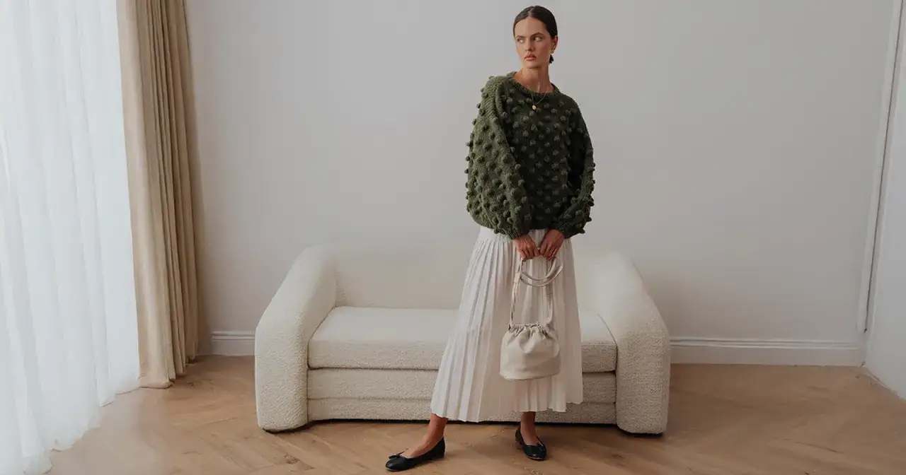 Stylizacje sukienka sweter proporcje