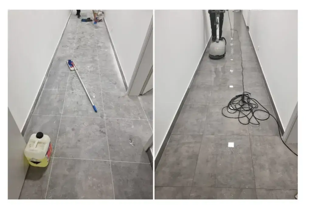 czyszczenie płytek po remoncie przed i po