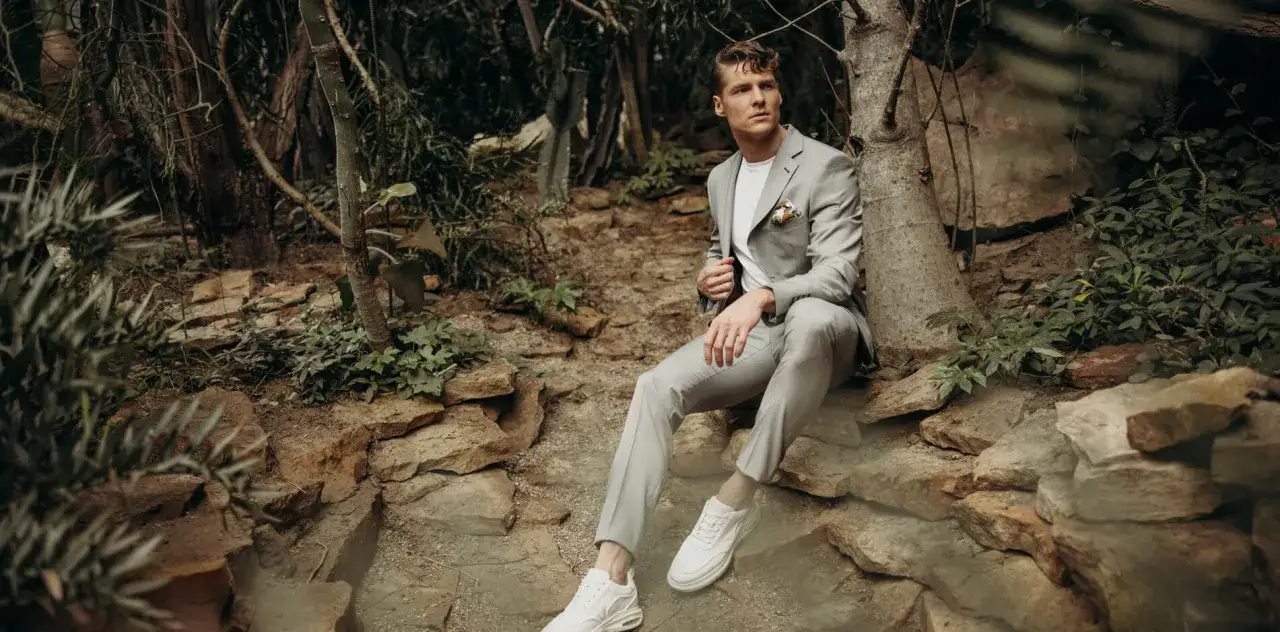 męski str&oacute;j na wesele rustykalne len