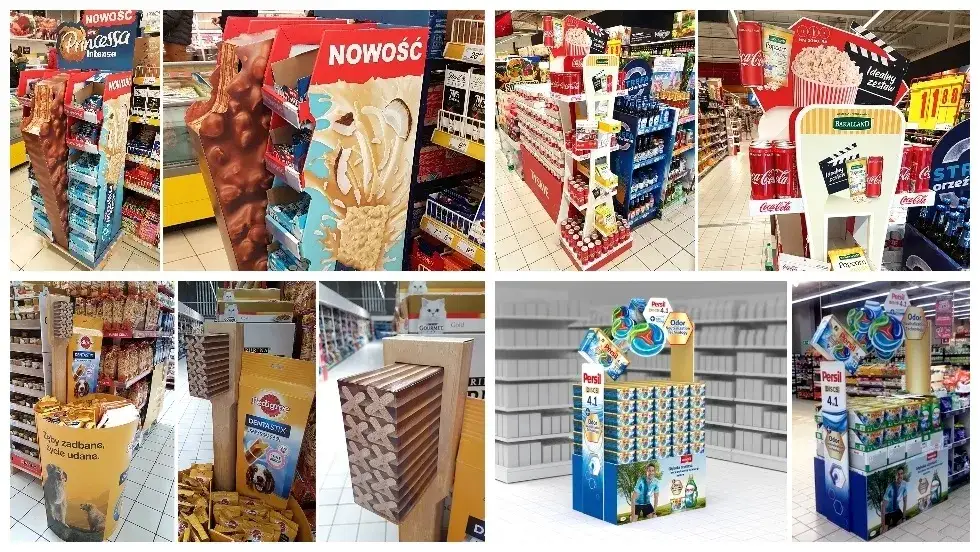 materiały POSM w sklepie, merchandising