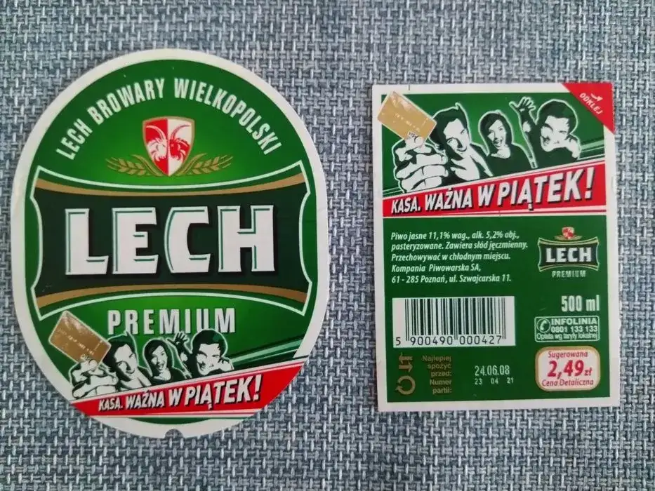 etykieta piwa Lech Premium skład ekstrakt