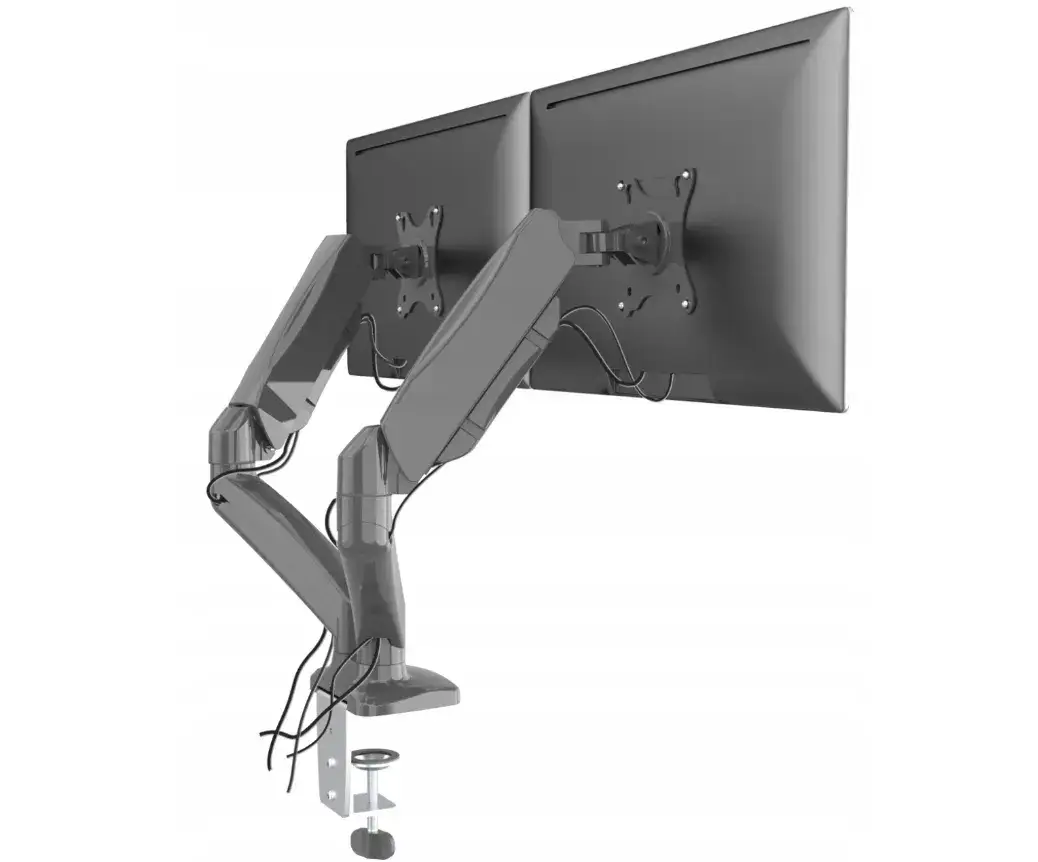 uchwyt na dwa monitory ergonomia