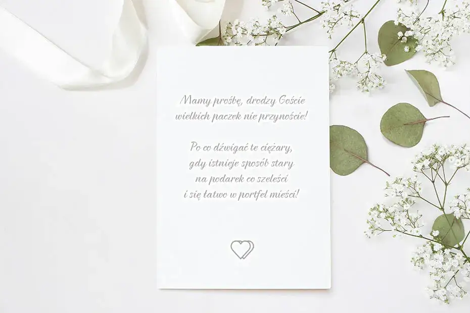 wierszyk zamiast kwiat&oacute;w na zaproszeniu ślubnym