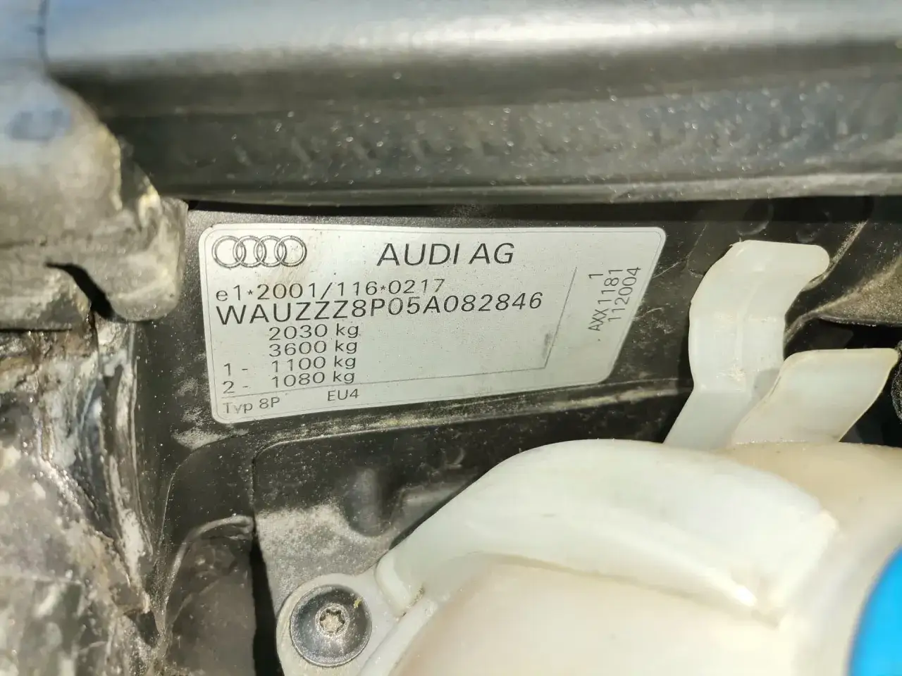 Audi A3 Motorraum Motorkennbuchstabe