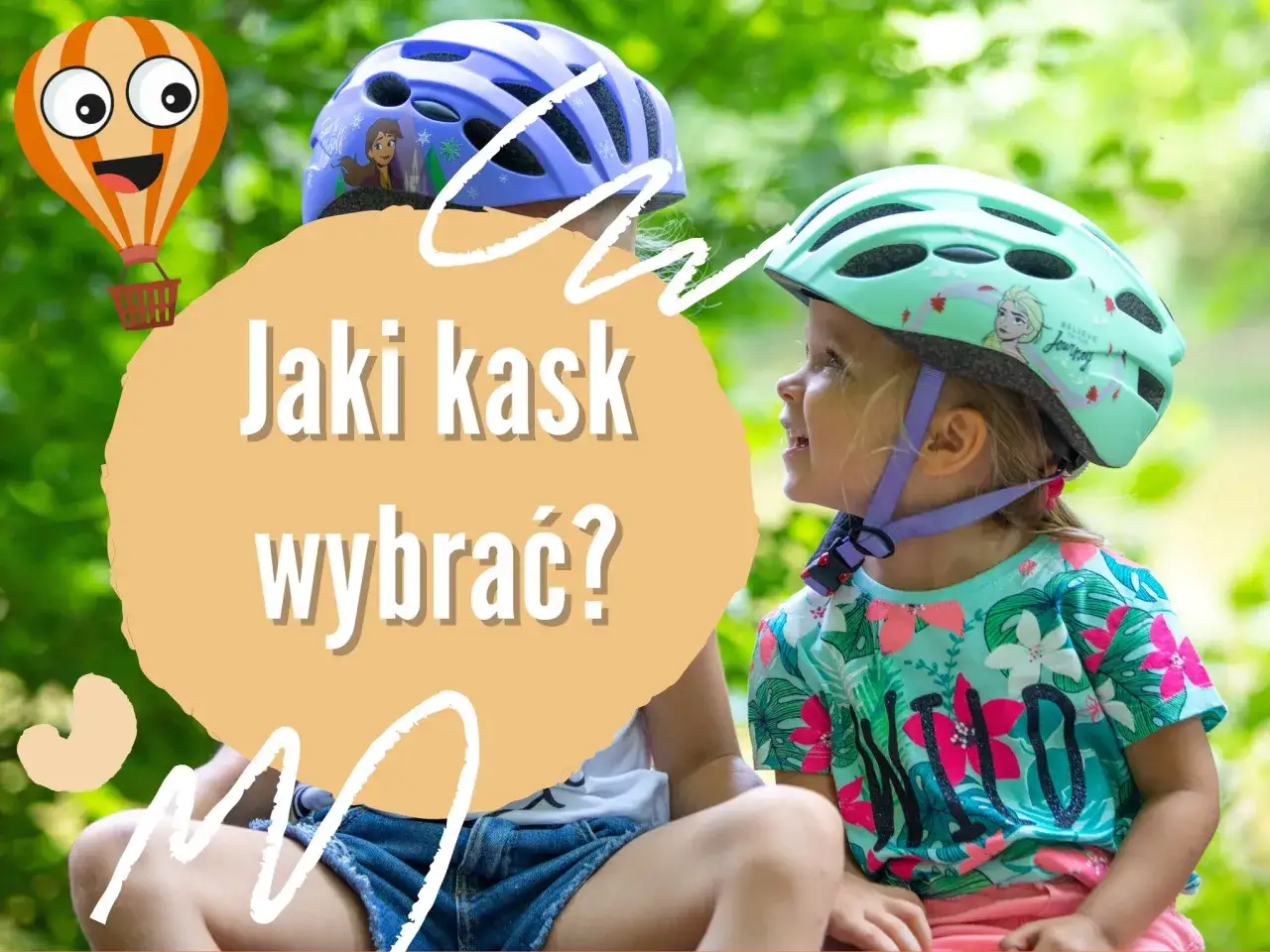 Dwie dziewczynki w kaskach rowerowych, jeden fioletowy z Elsą, drugi miętowy. Jaki kask 52-56 wybrać dla dziecka?