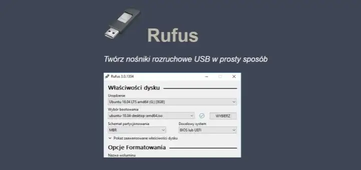 Interfejs programu Rufus