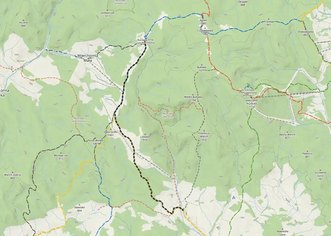 Bacówka nad Wierchomlą mapa szlaków