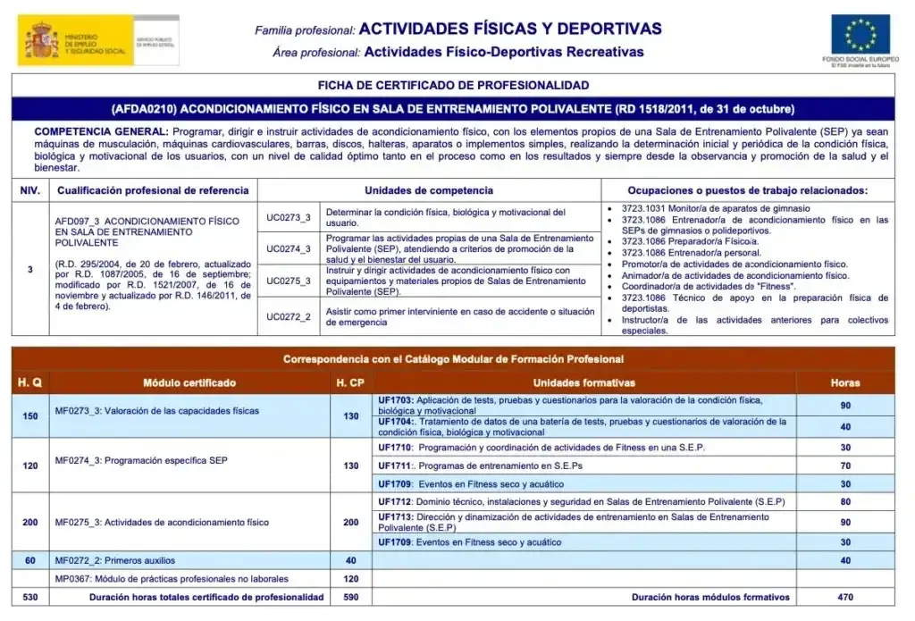 Mapa de requisitos legales para ser entrenador personal en Espa&ntilde;a