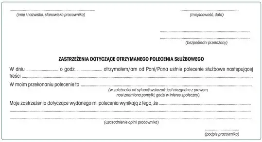 przykłady poleceń niezgodnych z umową o pracę