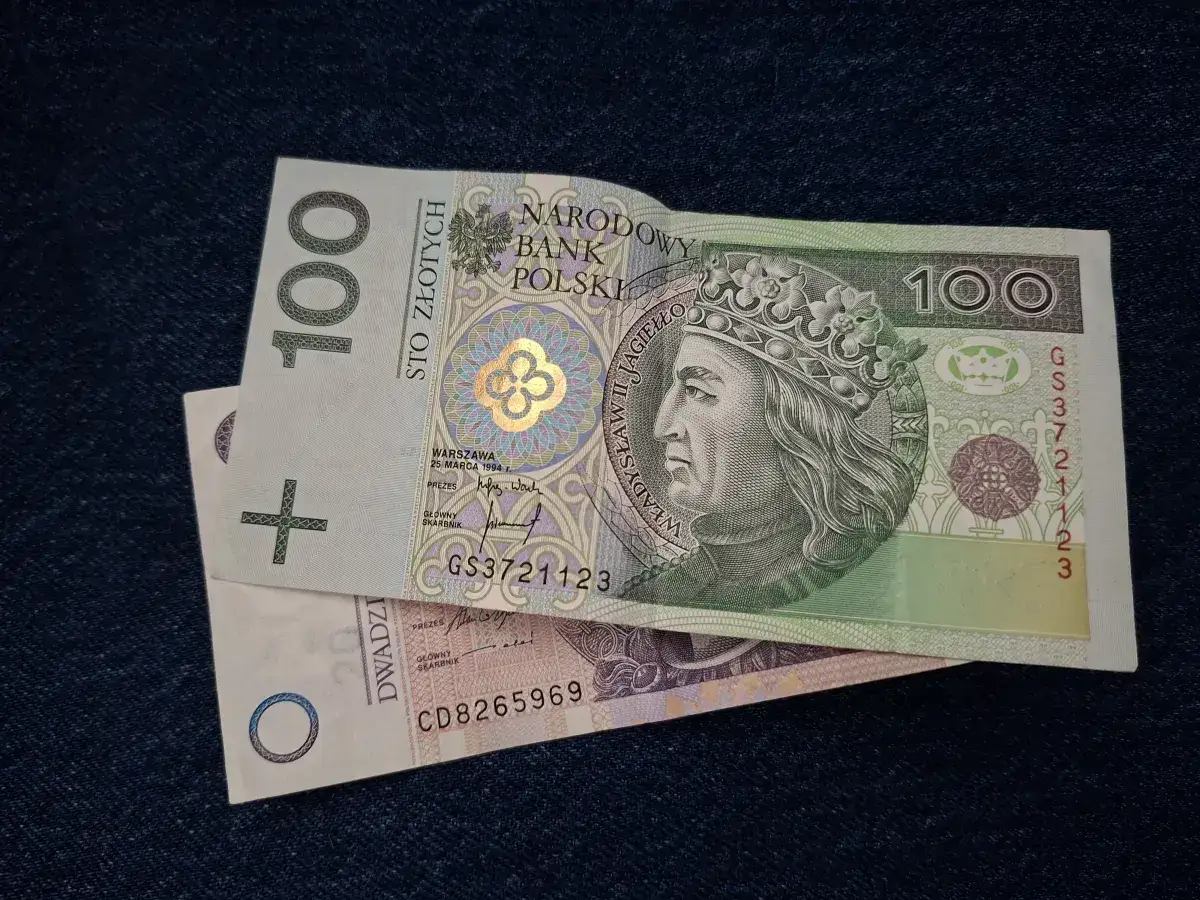 Polskie banknoty 100 zł i 20 zł. Nawet pracujący emeryt płaci składkę rentową, by zapewnić sobie bezpieczeństwo finansowe.