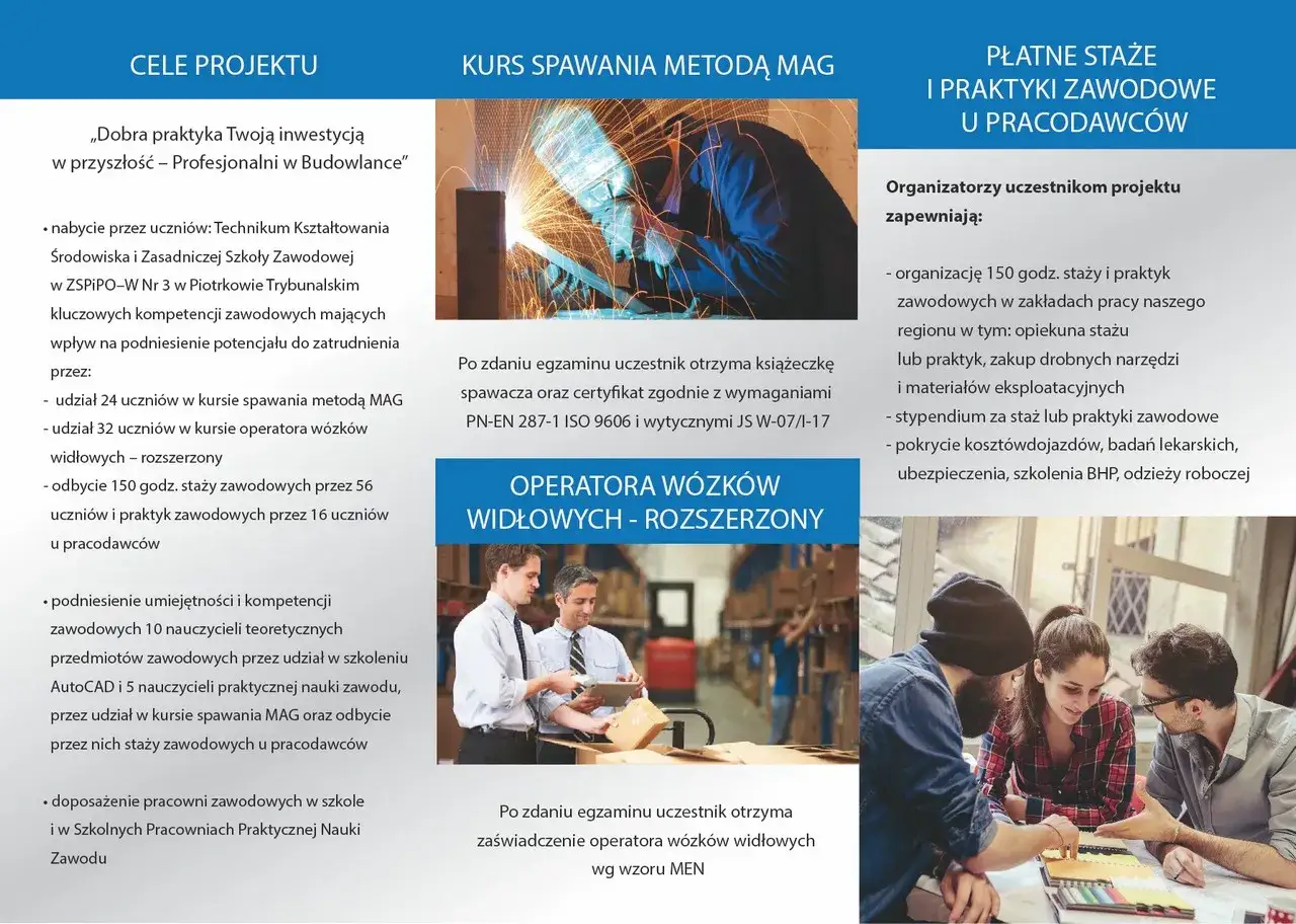 Chcesz zdobyć zawód bez matury? Kurs spawacza MAG i operatora wózków widłowych to Twoja szansa na dobrą praktykę i inwestycję w przyszłość.