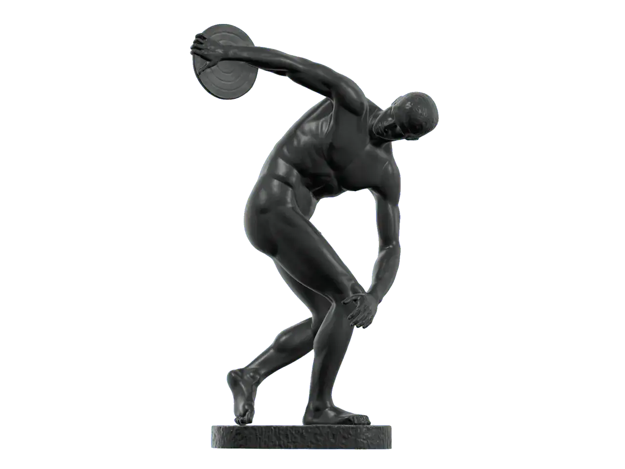 Dyskobol, jedna z najsłynniejszych rzeźb greckich, uchwycony w momencie rzutu.