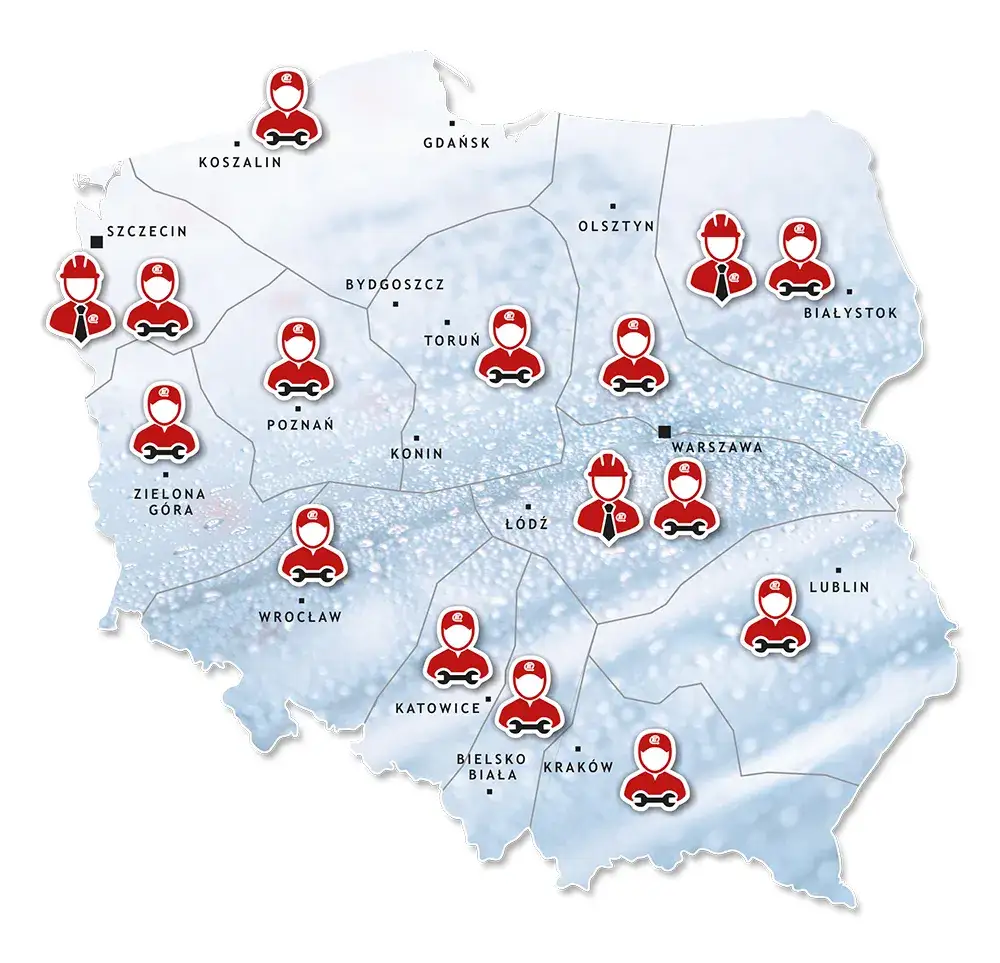 Mapa Polski lokalizacje myjni samoobsługowych