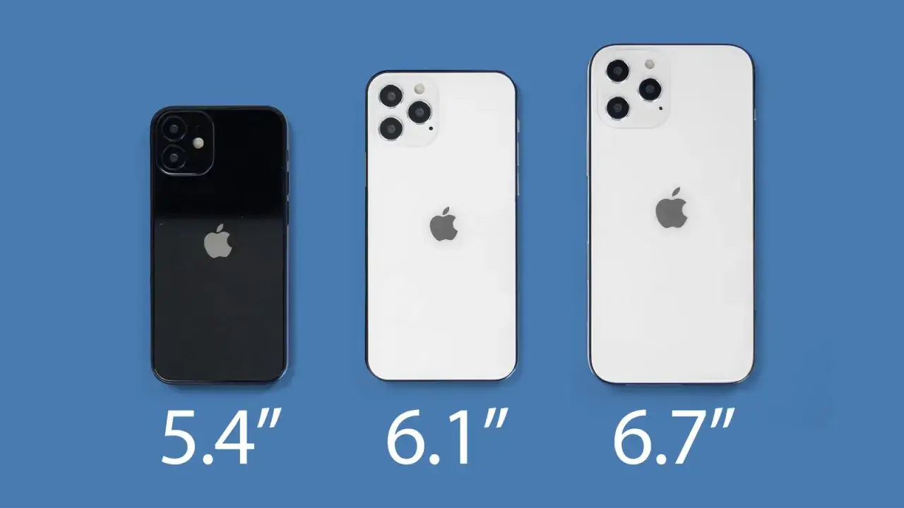Porównanie iPhone 12 wymiary: czarny 5.4