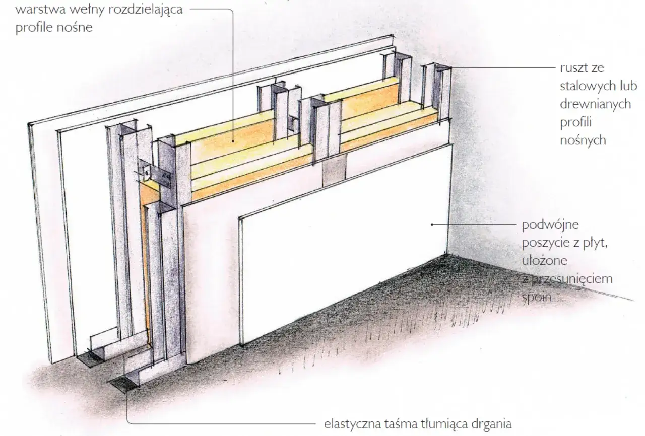 przedścianka akustyczna schemat budowy