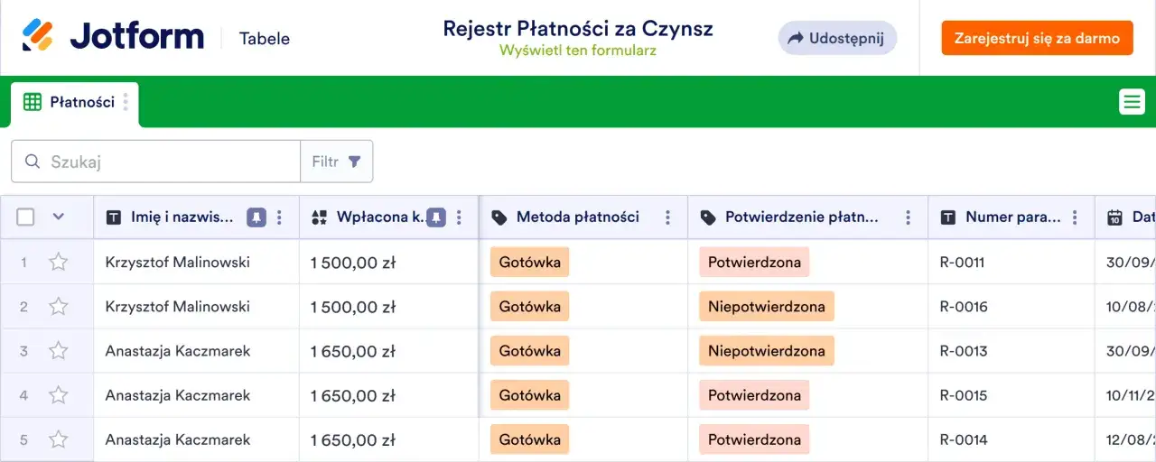 kalendarz terminy płatności czynszu