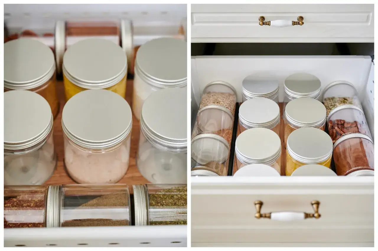 Słoiki z przyprawami w szufladzie. Jak długo można przechowywać mielone przyprawy żeby nie straciły aromatu? Odpowiedź znajdziesz w odpowiednim przechowywaniu.