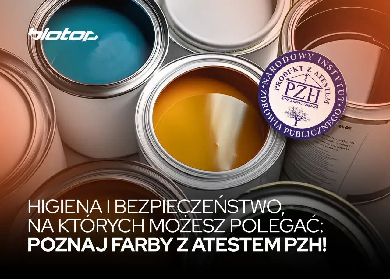 Puszki z farbami w r&oacute;żnych kolorach, w tym turkusową i ż&oacute;łtą. Na jednej z nich widnieje logo 