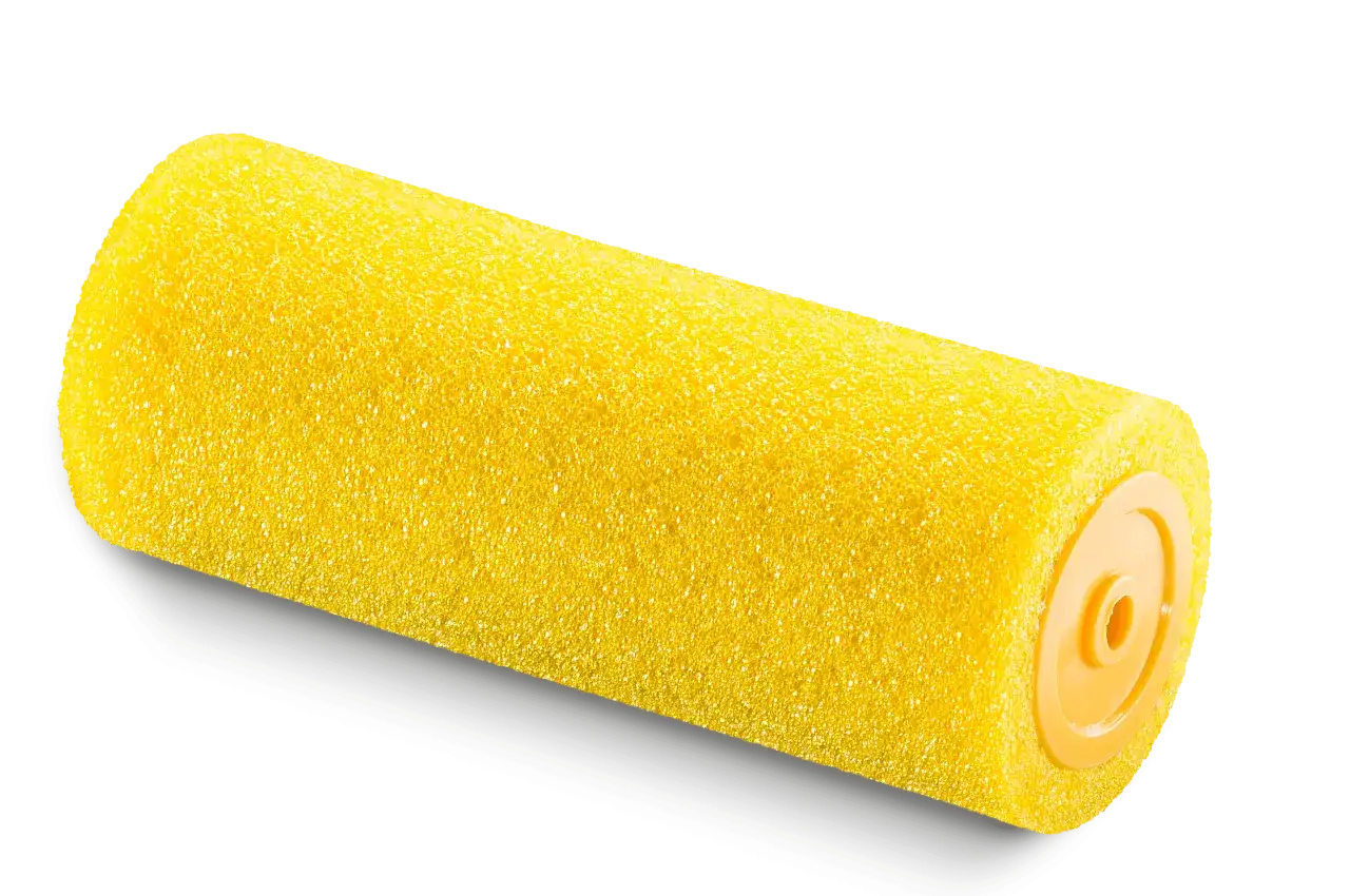 Jasny, żółty wałek piankowy do malowania. Dowiedz się, jak wybrać wałek do malowania, który najlepiej sprawdzi się w Twoim projekcie.
