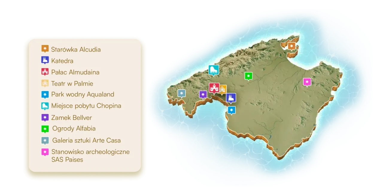 Mapa Majorki z podziałem na regiony turystyczne