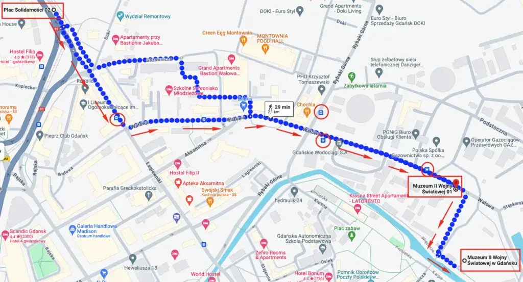 Mapa parking&oacute;w Muzeum II Wojny Światowej Gdańsk