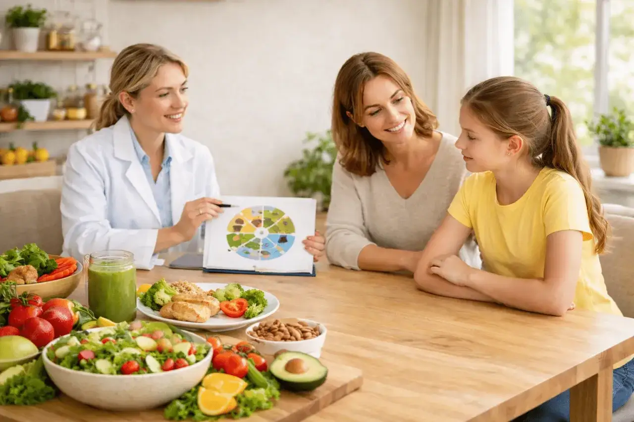 Rodzice przygotowujący śniadanie z dzieckiem