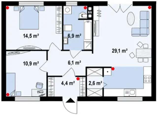 Schemat rozmieszczenia czujek alarmowych w domu