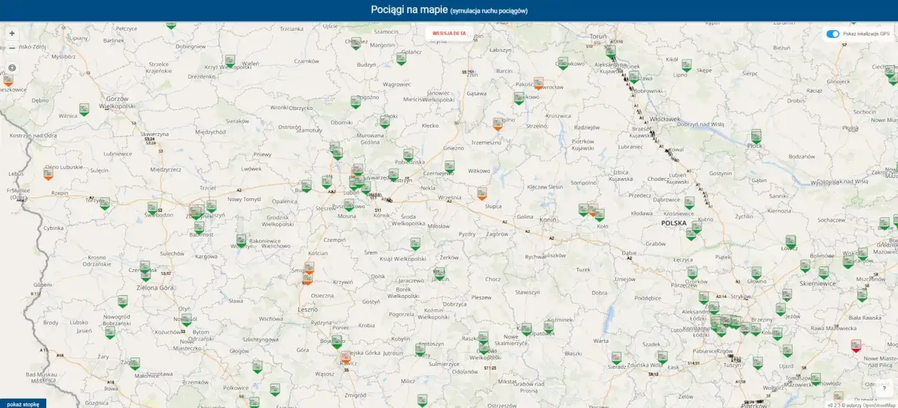 Portal Pasażera PKP PLK interfejs śledzenie pociągu