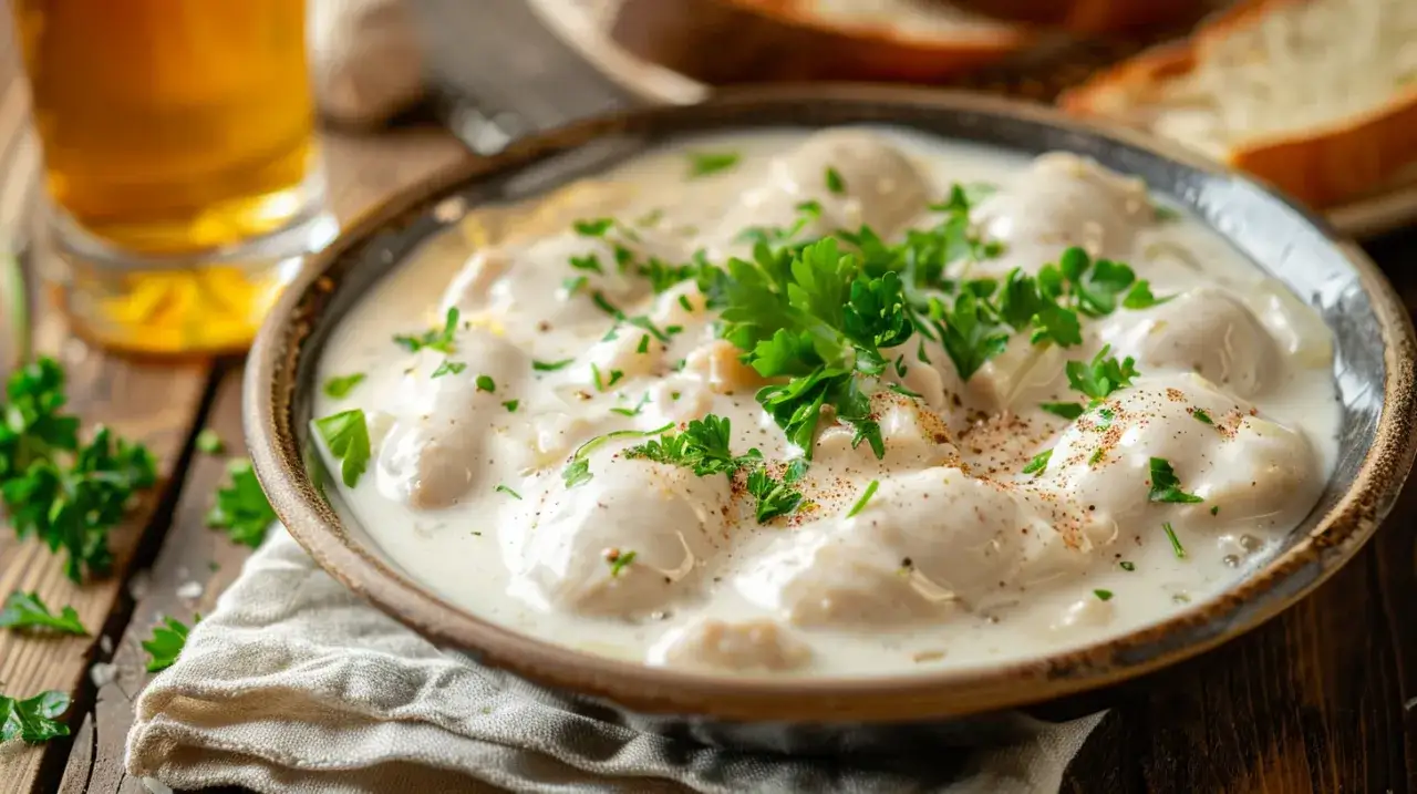 Zdjęcie Kiełbasa biała pieczona: Domowy sposób na chrzanowy sos. Pychotka!