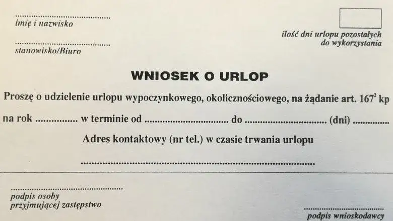 wz&oacute;r wniosku o urlop okolicznościowy ślub