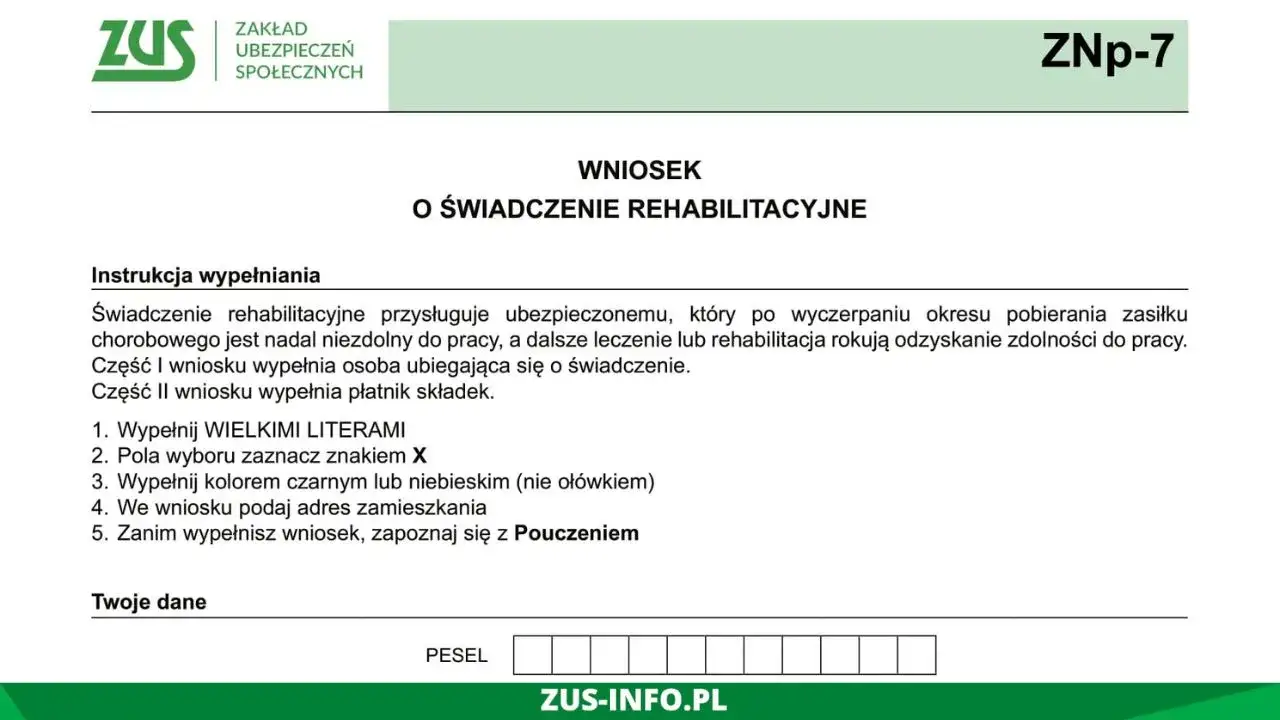 formularze ZUS ZNp-7 OL-9 Z-10