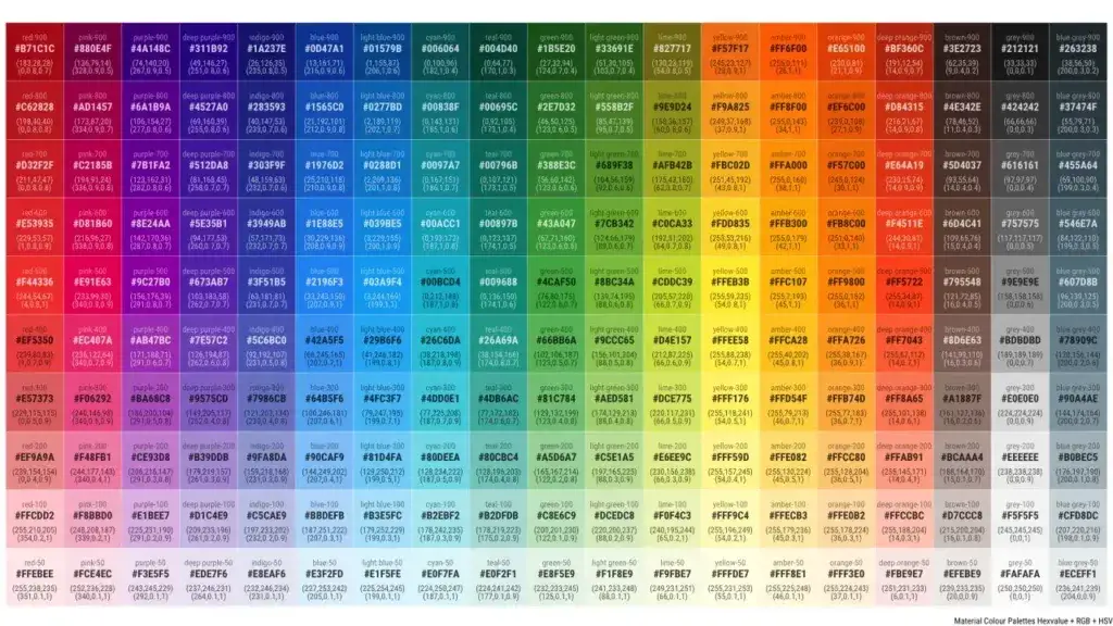 paleta kolorów css hex rgb hsl