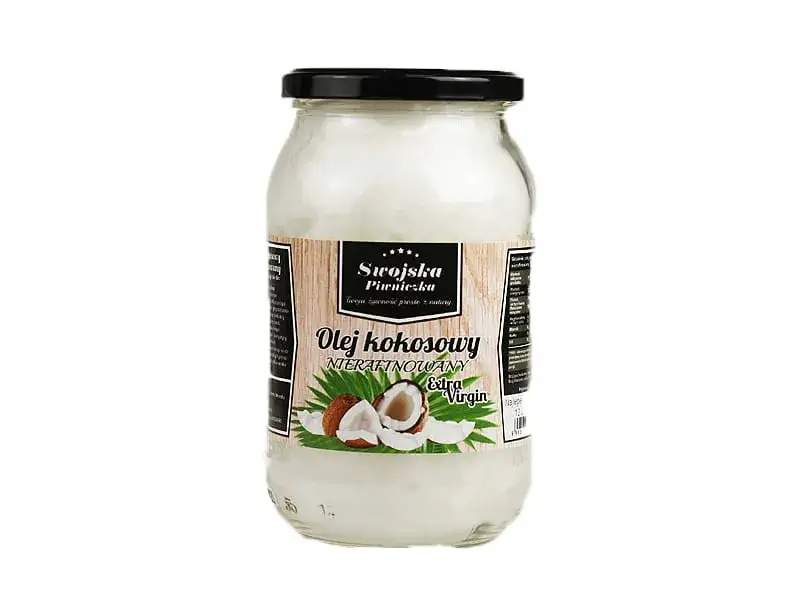 olej kokosowy w słoiku i świeże kokosy