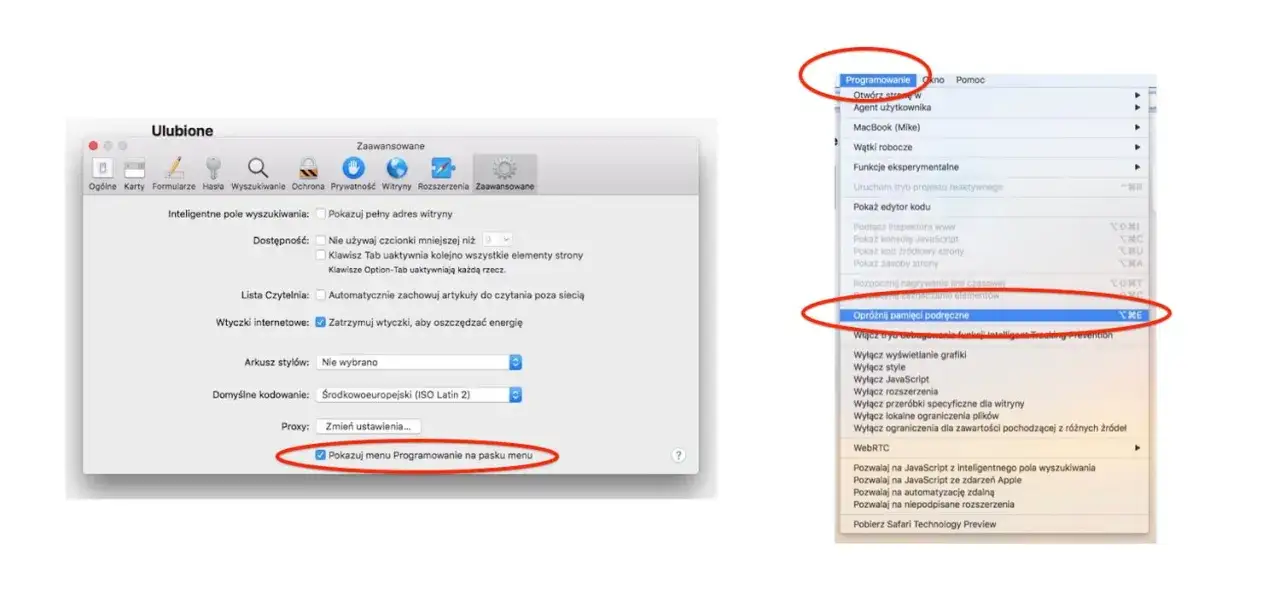 Ustawienia Safari macOS