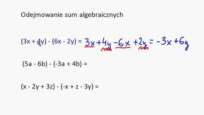 przykłady sum algebraicznych