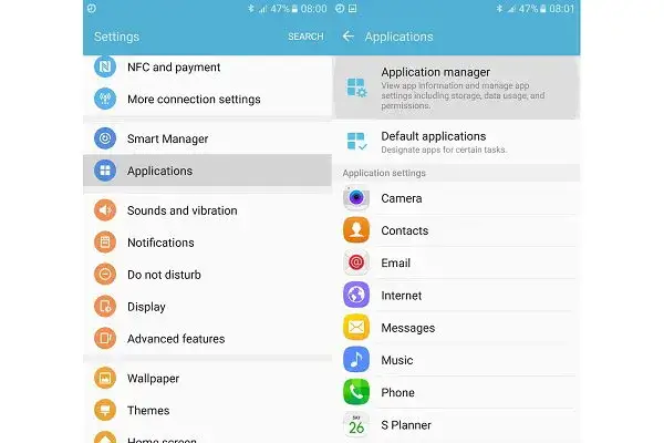 Ustawienia Androida, menu Usługi Google Play, czyszczenie pamięci podręcznej
