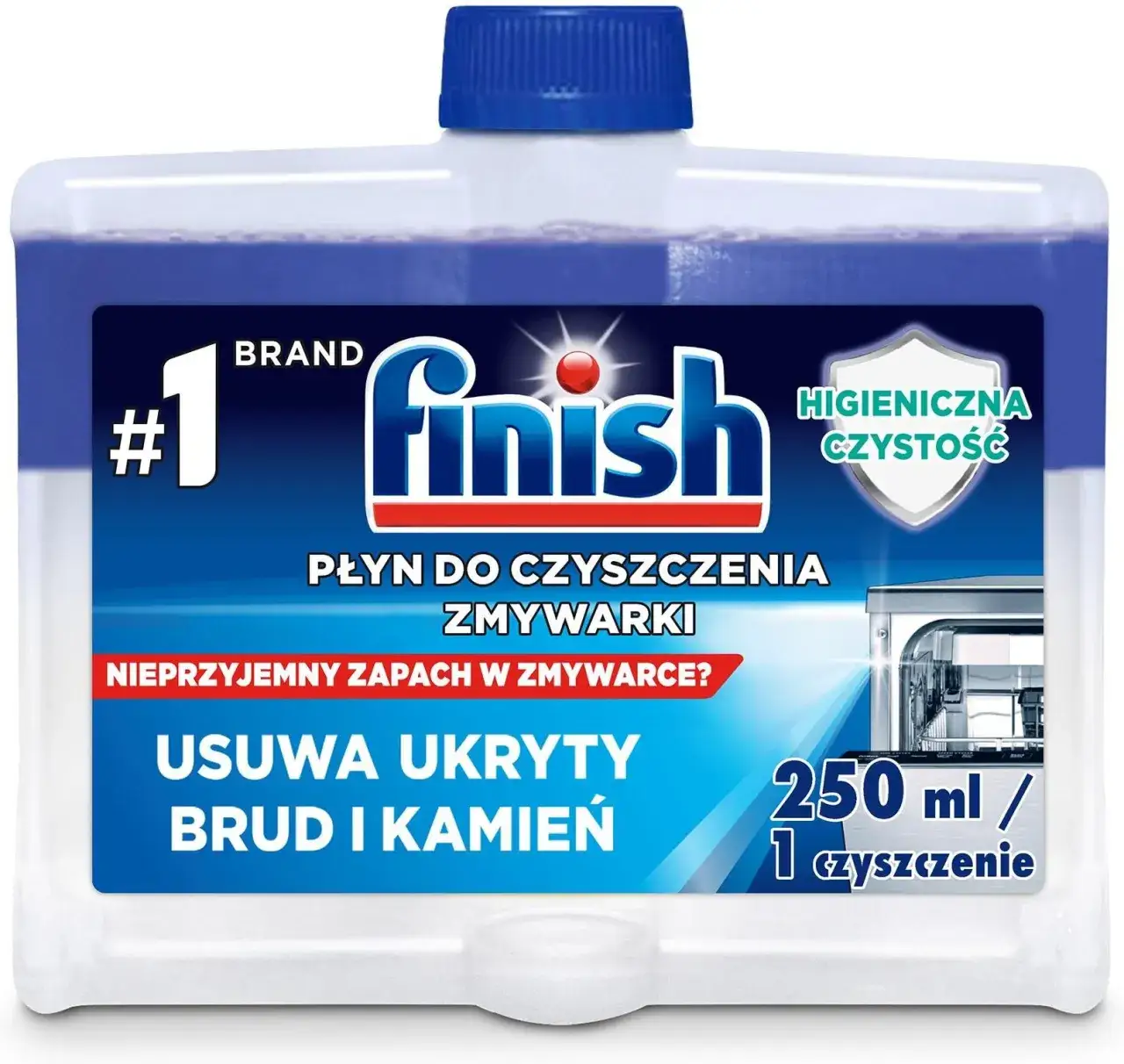 płyn i tabletki do czyszczenia zmywarki Finish