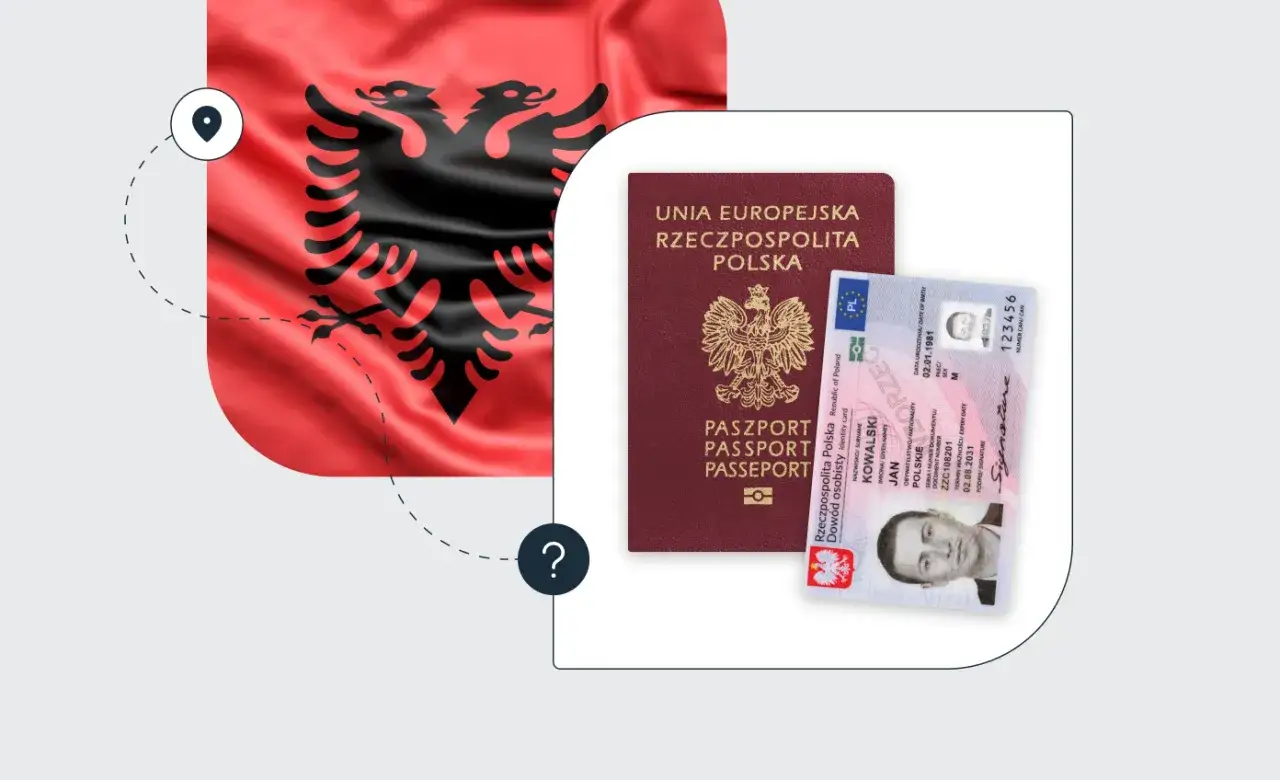 Flaga Albanii, dow&oacute;d osobisty i paszport