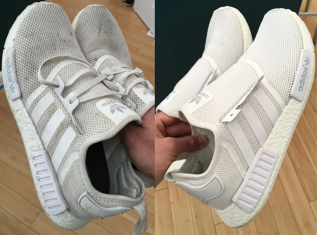 Weiße Adidas Laufschuhe reinigen Vorher Nachher