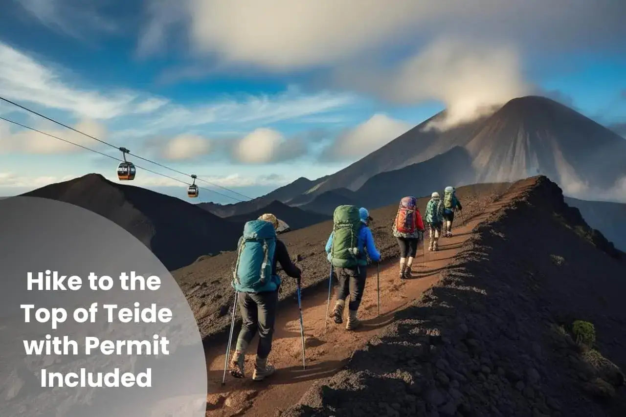 Grupa turystów wchodzi na wulkan Teide. Wejście na szczyt Teide z zezwoleniem zajmuje ok. 3-4 godzin.