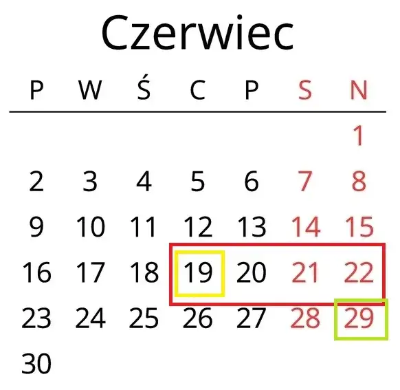 pieniądze i kalendarz z zaznaczonym weekendem