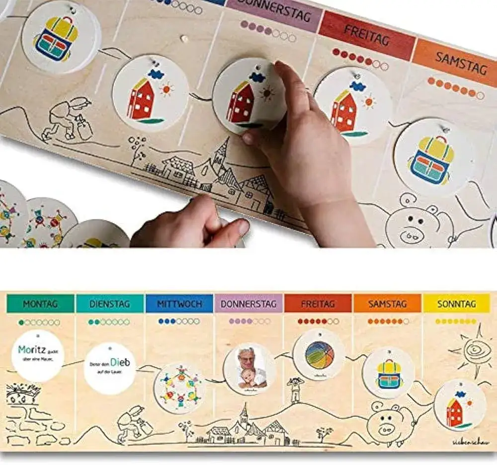 kalendarz z zaznaczonymi tygodniami i ikoną dziecka