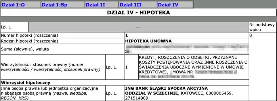 księga wieczysta hipoteka