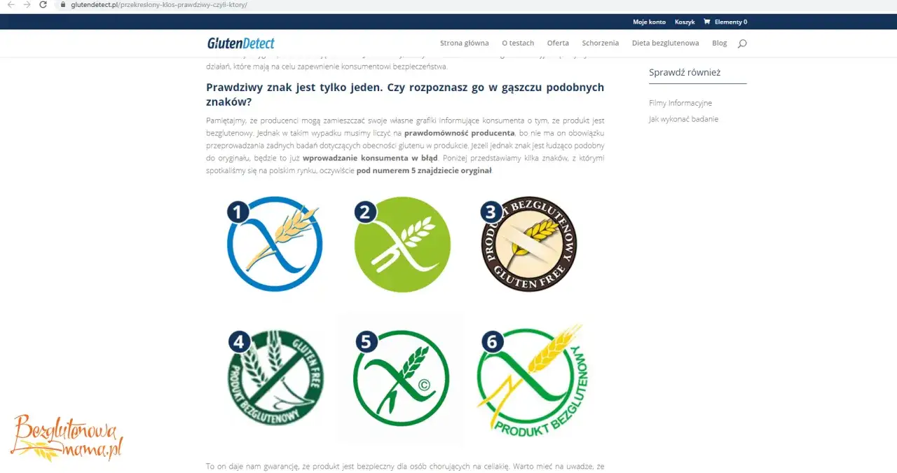 znak przekreślonego kłosa, zakupy bezglutenowe