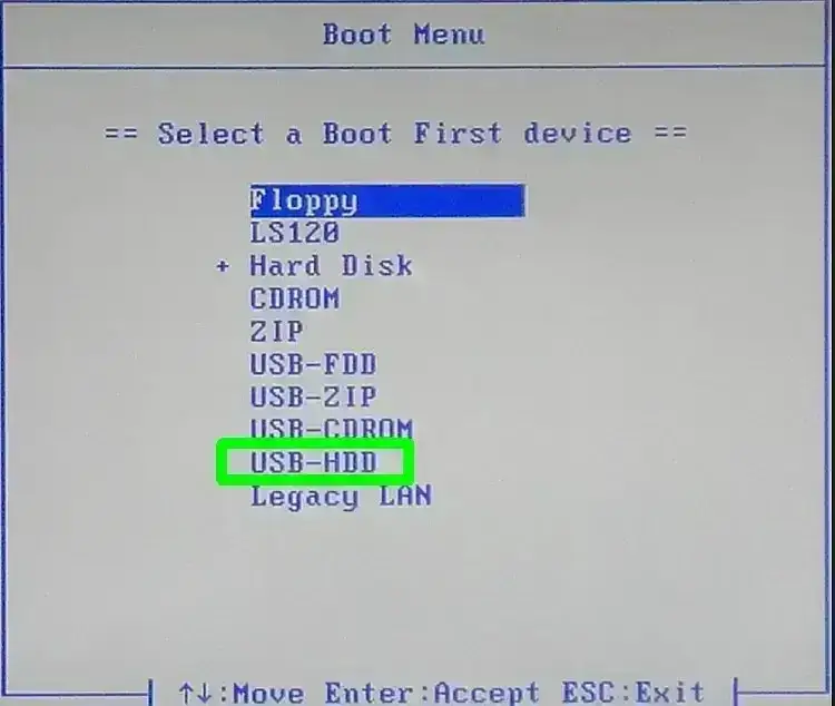 bios boot menu usb