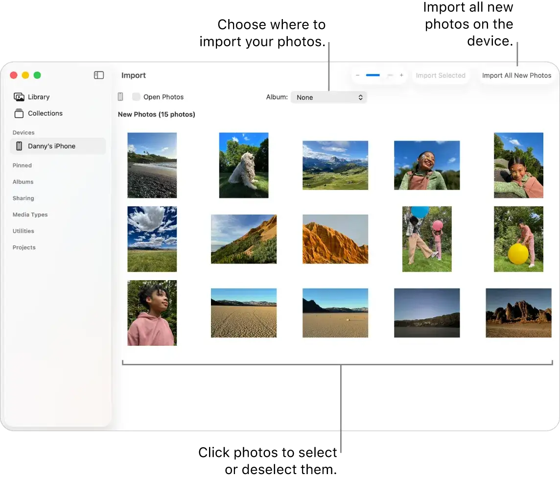 finder macos pobieranie obrazów import zdjęć
