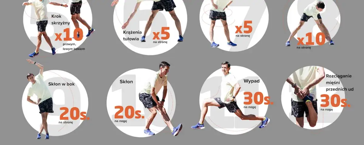 biegacz rozgrzewka rozciąganie